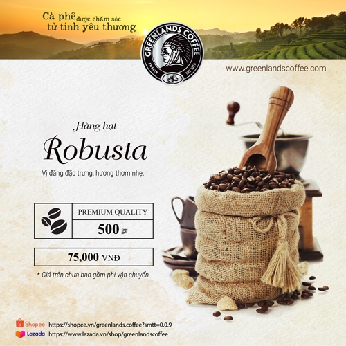 Cà phê hạt Robusta Greenlands